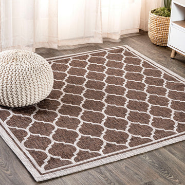 Trebol Moroccan Trellis Textured Weave Indoor/outdoor Square Rug
